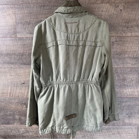 Anthropologie Hei Hei Etta Layered Olive Green Lace Trim Drawstring Anorak M - Picture 6 of 10